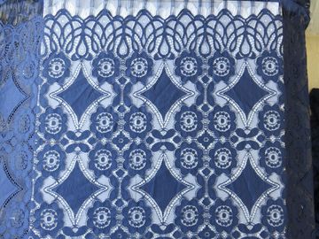 Tessuto di nylon del pizzo di allungamento del bello cotone geometrico blu profondo/tessuto tenda di pizzo fornitore