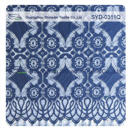 Tessuto di nylon del pizzo di allungamento del bello cotone geometrico blu profondo/tessuto tenda di pizzo fornitore