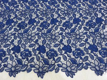 Lavoro manuale ricamato floreale del tessuto del pizzo del cavo del blu reale per il vestito dalla donna fornitore